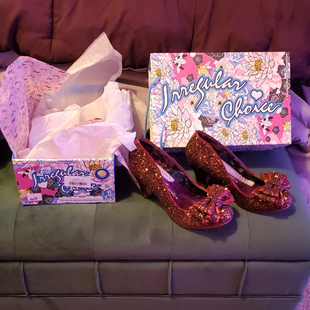 Gorgeous Autumn Pin Up Girl Shoes - Irregular Choice Glitter Heels - EU 40 USA 9